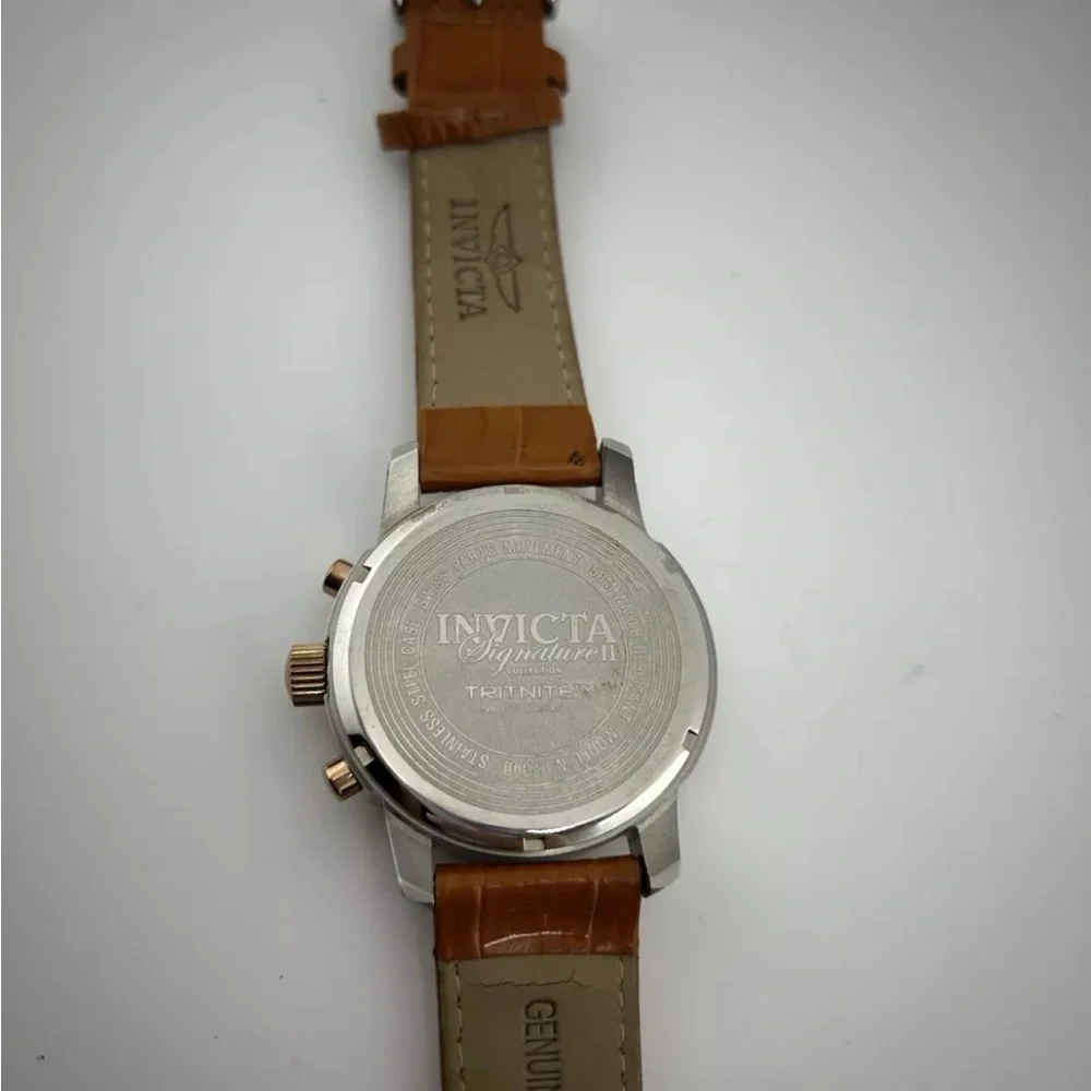 Invicta Men's Signature II Black Dial Brown Genuine Leather Watch 7340 #46
